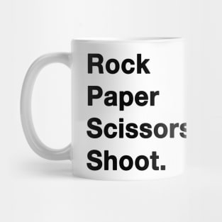 Rock Paper Scissors Shoot Black Mug